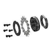 Gusset Components XD 1-ER single speed conversion kit for SRAM XD freehub, showing the compact hub and conversion parts.