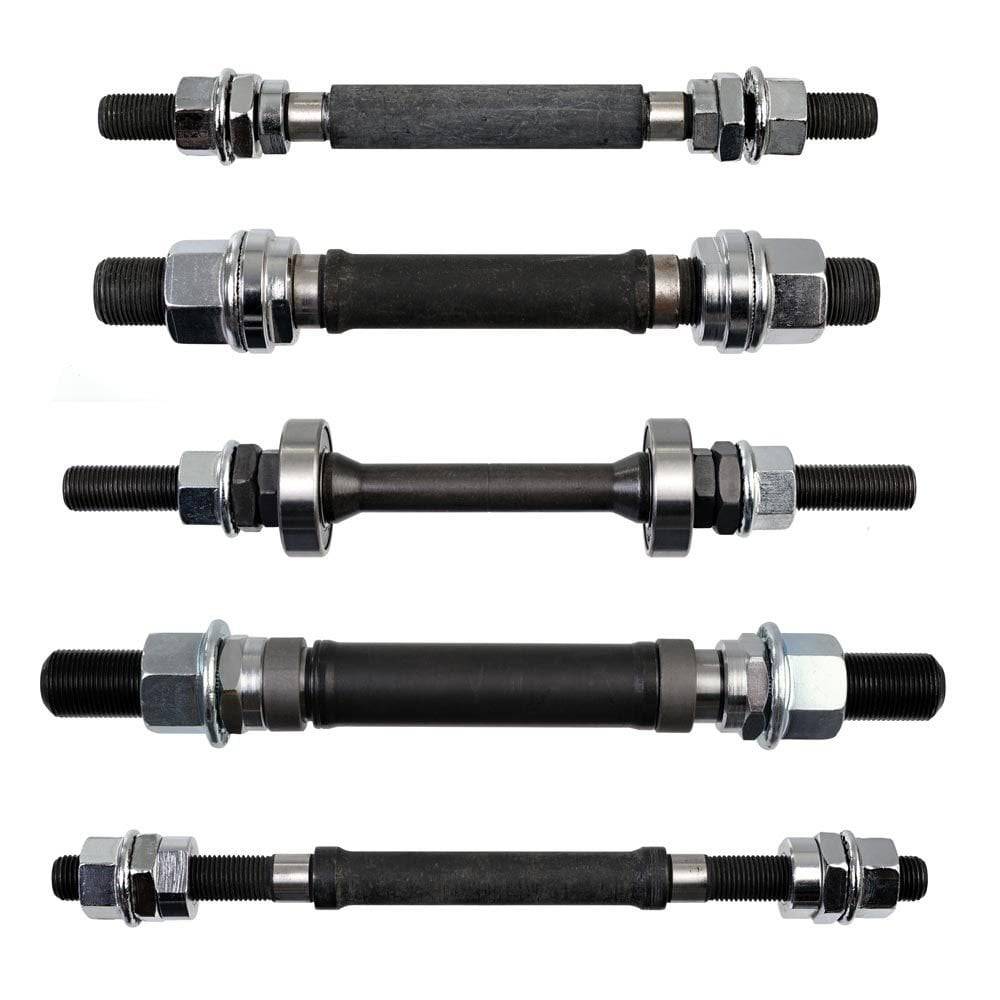 Gusset Components Huka Axle Kit for 2004+ bikes, includes sealed hub replacement parts and axle components.