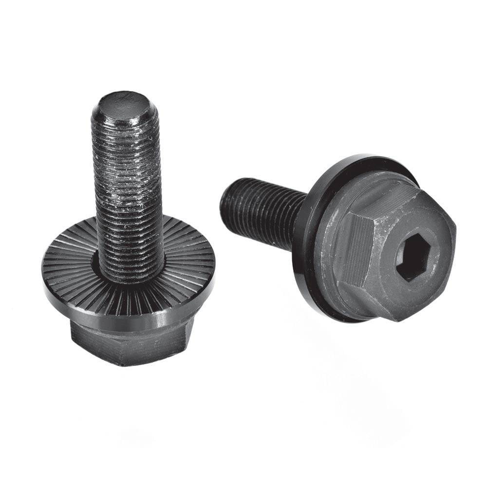 Halo MXR BMX hub axle bolts with Cro-Moly washers, shown as durable metal components for bike hub replacement.