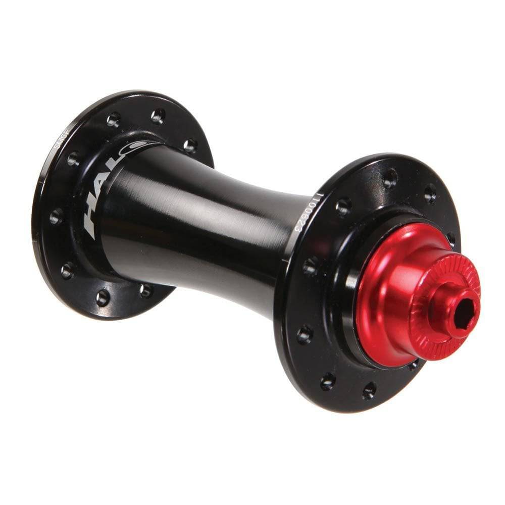 Halo RS front hub with 15mm alloy axle, available in 20H or 24H spoke options for racing bike components