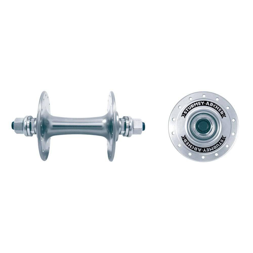 Sturmey Archer front track hub with double anodised finish for fixed gear bikes, showcasing durable bike component.