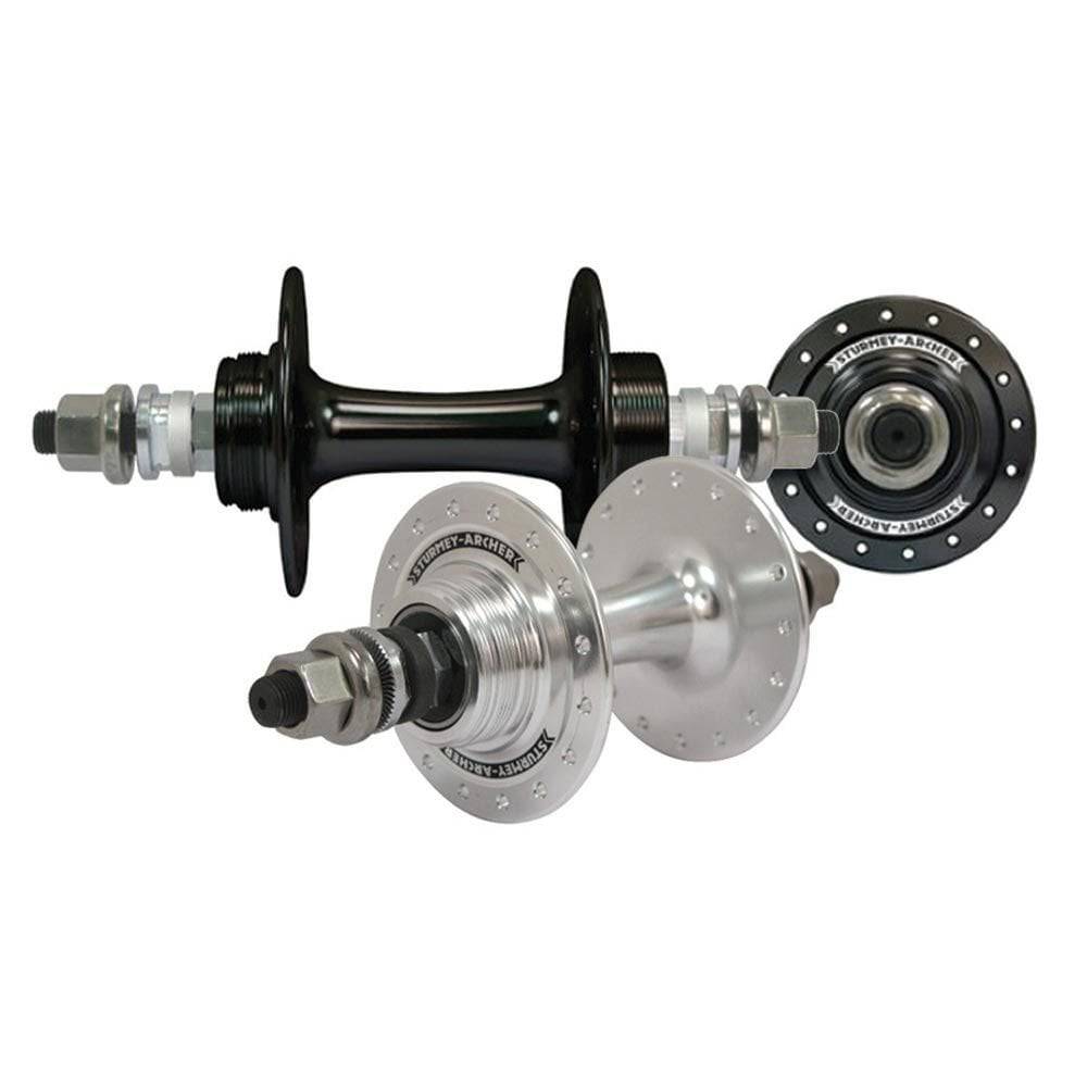Sturmey Archer sealed bearing track hub for fixed and freewheel bikes, showcasing durable bicycle component with precise construction.
