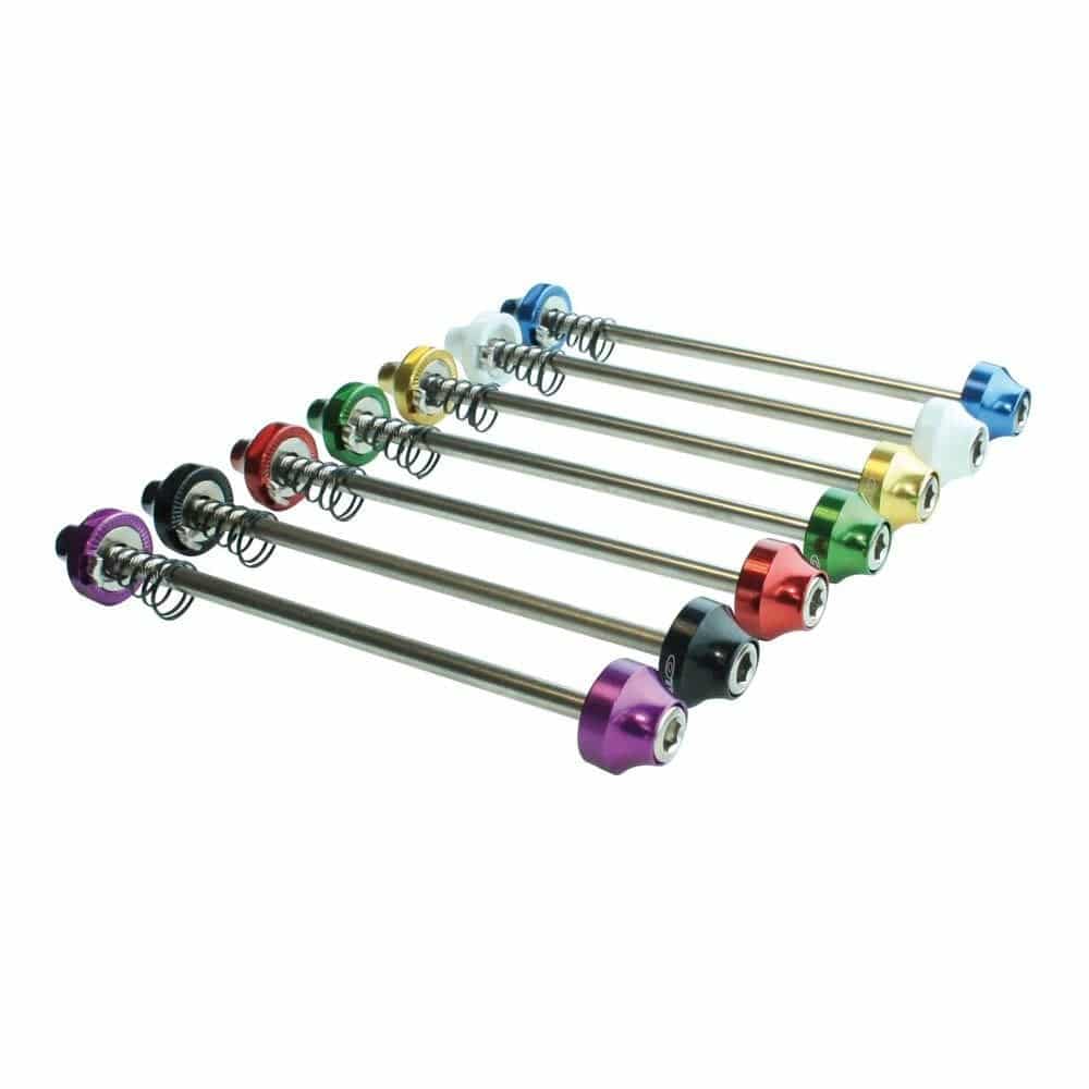 Halo Hex Key Skewers for bikes with no-turn tab and serrated grip, durable components for secure wheel attachment