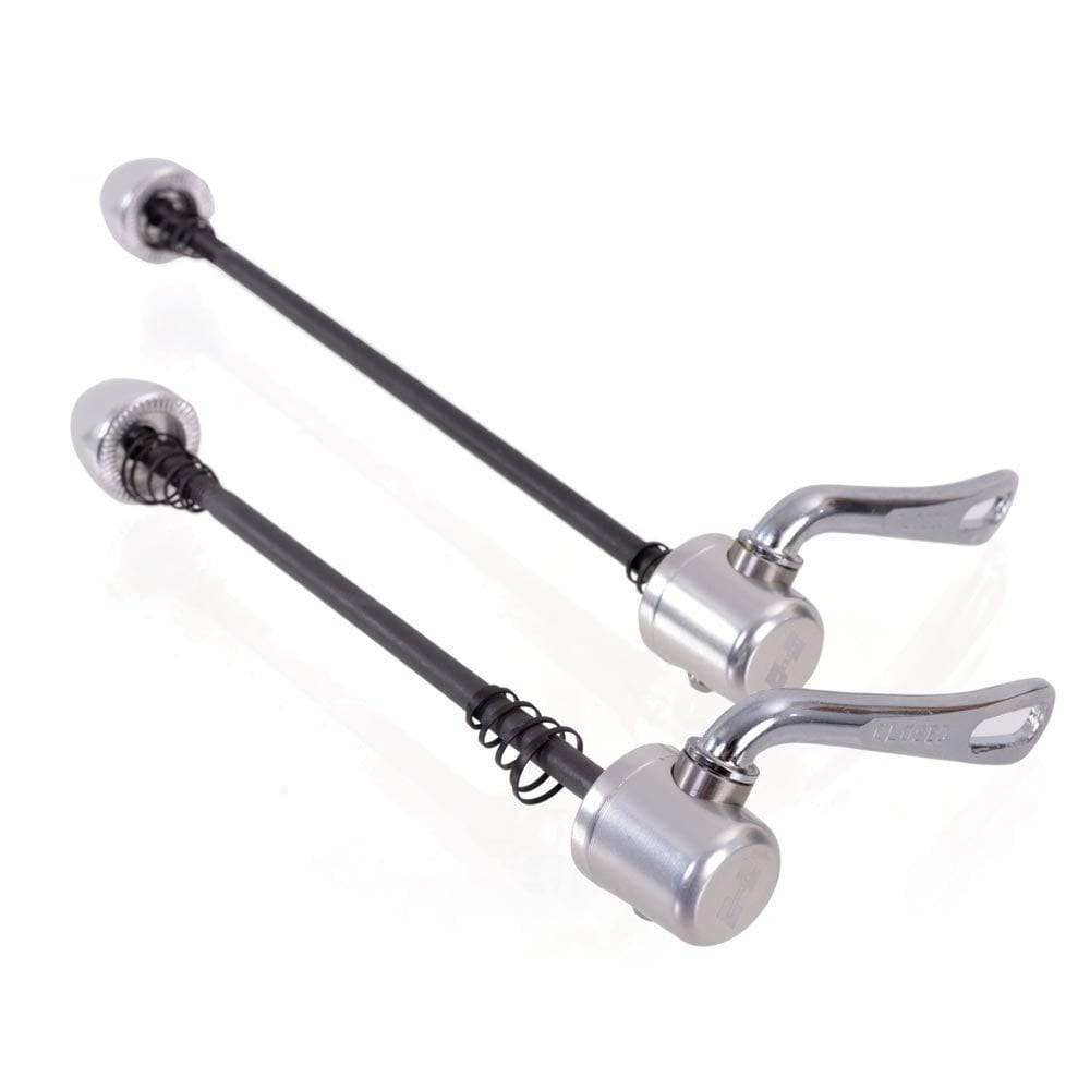 Halo Retro QR skewers for road bikes, vintage-style durable wheel securement components, shown on a bike wheel.