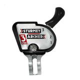 Sturmey Archer 3-speed hub shifter spares with galvanized cable replacement, bicycle gear shifting component, close-up view.