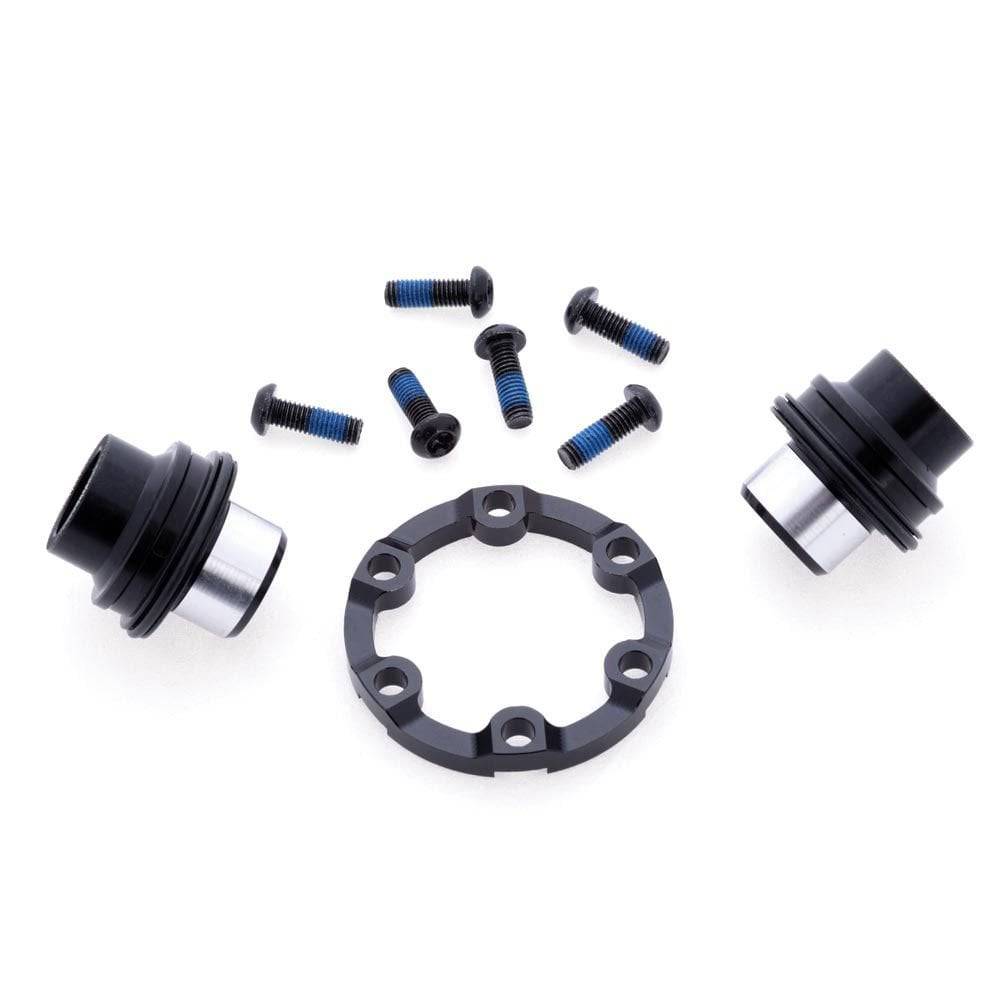 Halo MT front boost disc adaptor kit for mountain bike hub conversion, showing components and hardware for installation.