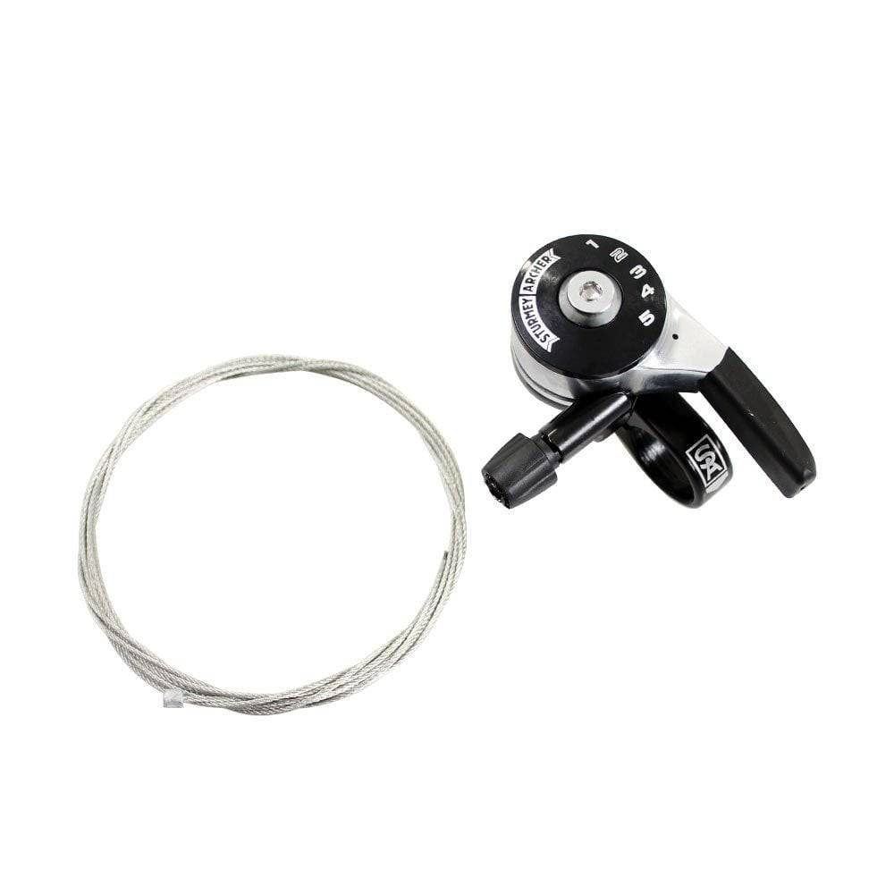 Sturmey Archer rotary 5-speed thumb shifter hub component for smooth gear changes on bicycle drivetrain.