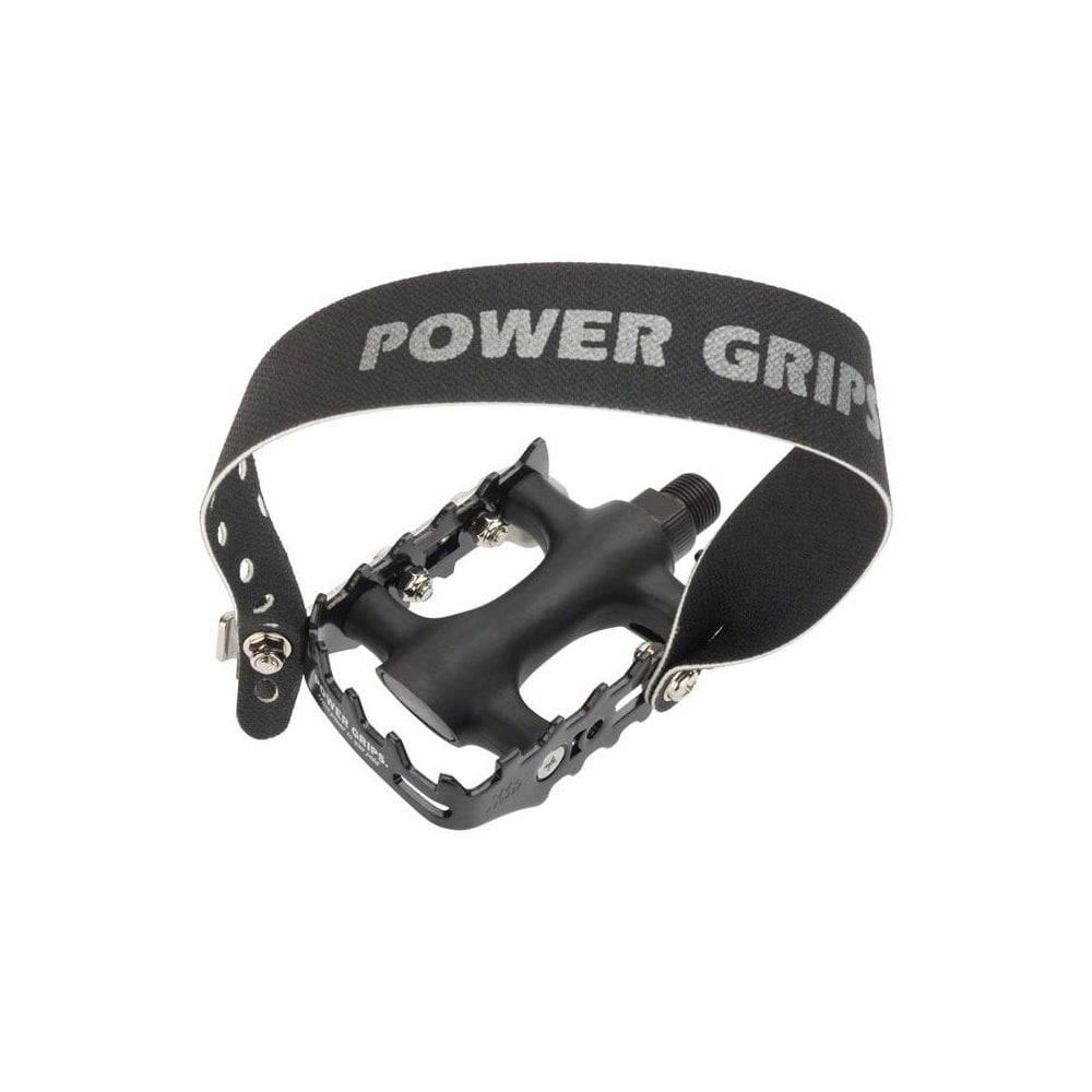 Powergrips XL cycling straps for cage-type MTB pedals, winter cycling accessories, showcasing durable, adjustable pedal components.