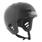 TSG Dawn Flex helmet with FlexTech design, featuring safety certification and ventilation, shown from the side.
