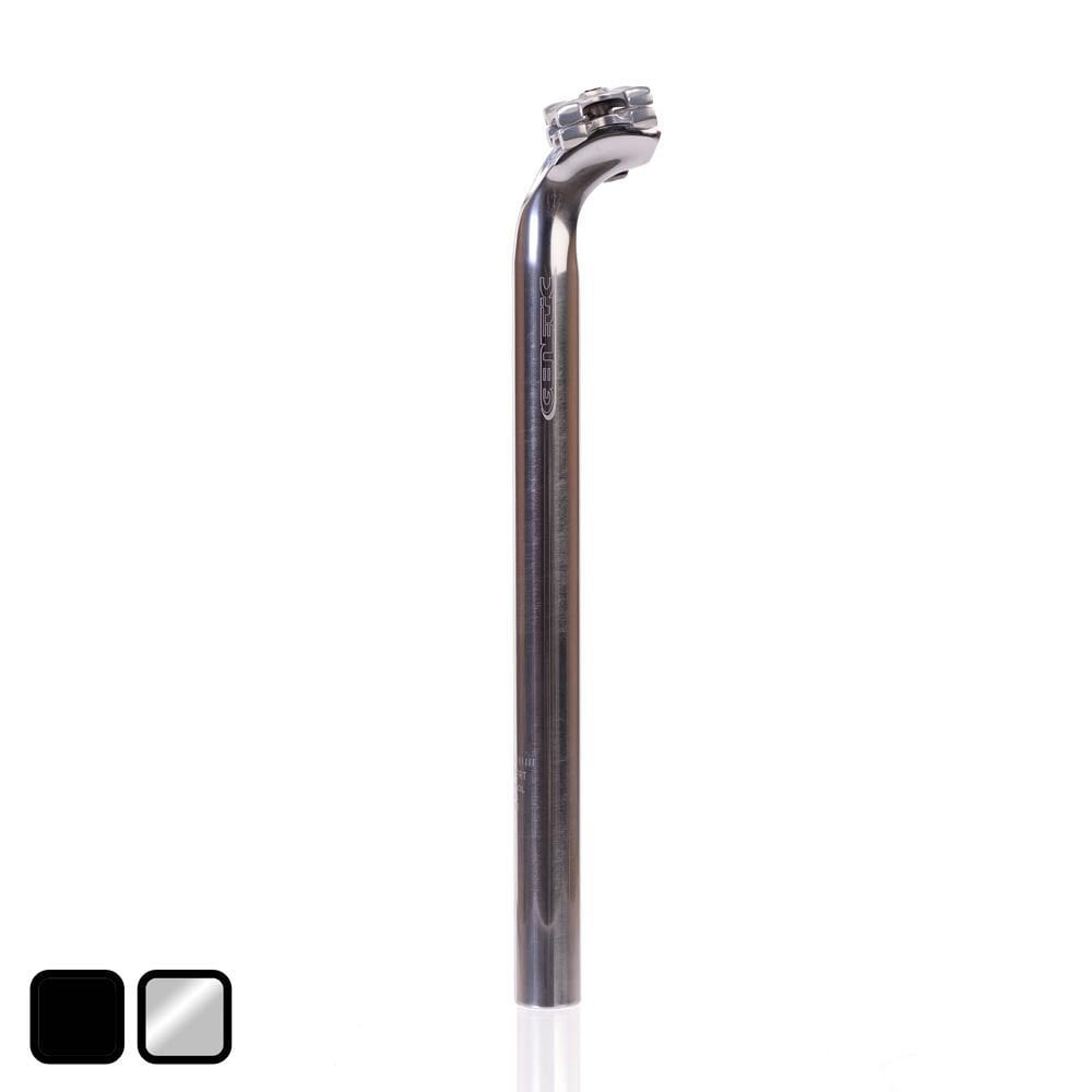 Genetic Heritage II seatpost with micro-adjust 1-bolt system for precise saddle angle, shown mounted on a bicycle component.