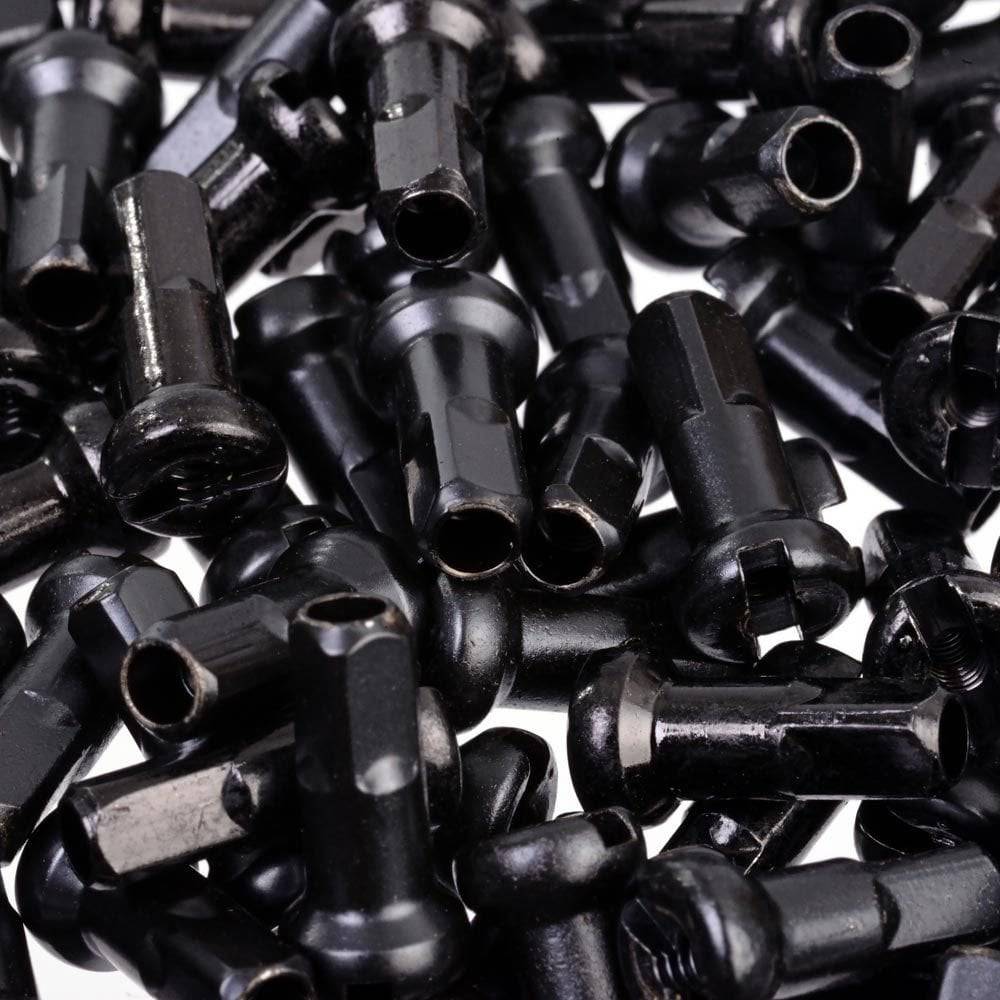 Halo brass bicycle wheel spoke nipples, durable and corrosion-resistant, shown in a pack of 100 for bicycle wheel assembly.