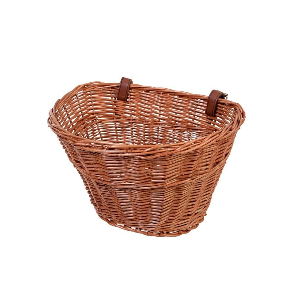 Handwoven Passport front mount bike basket with wicker design and durable straps, perfect for carrying essentials on your bike.