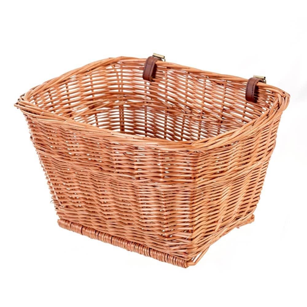 Handwoven Passport front mount bike basket with wicker design, designed for use as a stylish and functional bike accessories pannier.