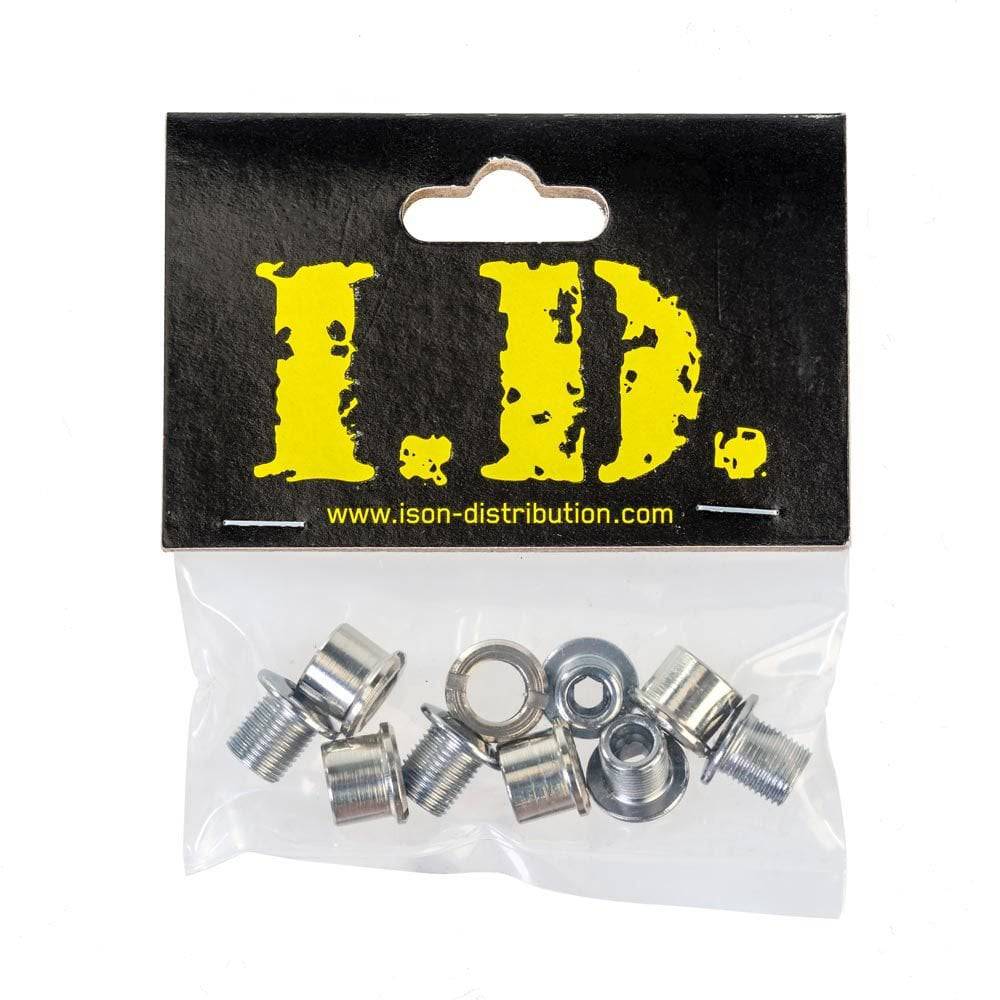 ID stainless steel chainring bolts set of 5, double size spares and accessories for bicycle components, durable and corrosion-resistant.