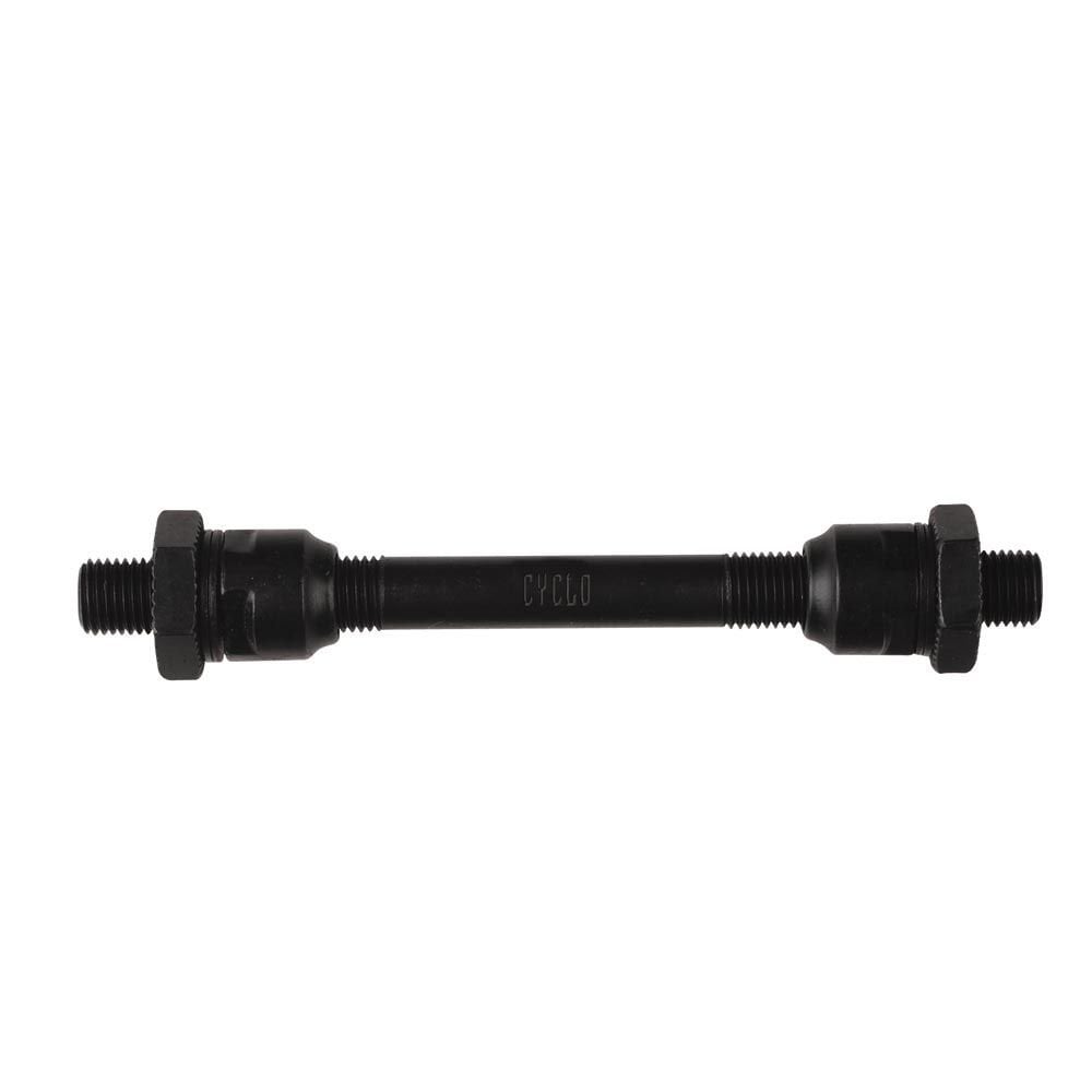 Weldtite axle for bike hub replacement, compatible with front and rear bike hubs, durable bike component spare part
