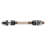 Weldtite axle replacement parts for bike hubs, durable components for front and rear bicycle hubs, black metal finish.