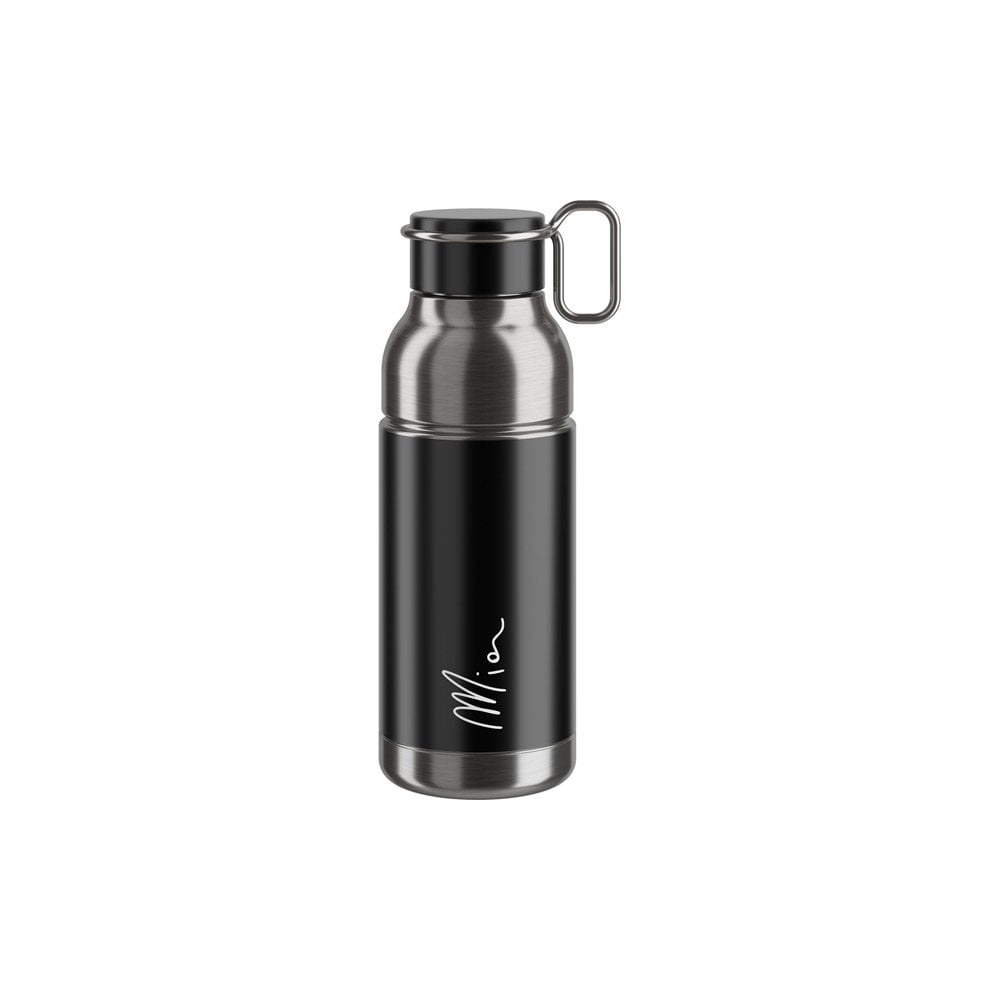 Elite Mia stainless steel water bottle, 650ml, black and silver, eco-friendly, plastic-free accessories for hydration.