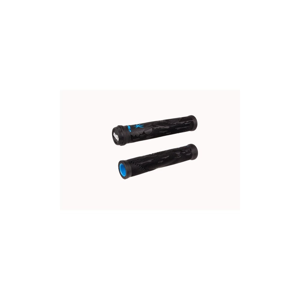ODI Hucker BMX grips with no flange, 160mm length featuring a California beach design on black rubber handlebar grips.