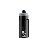 Elite Bottles Jet biodegradable cycling water bottle with high flow valve and safety valve, shown with a clear plastic design.