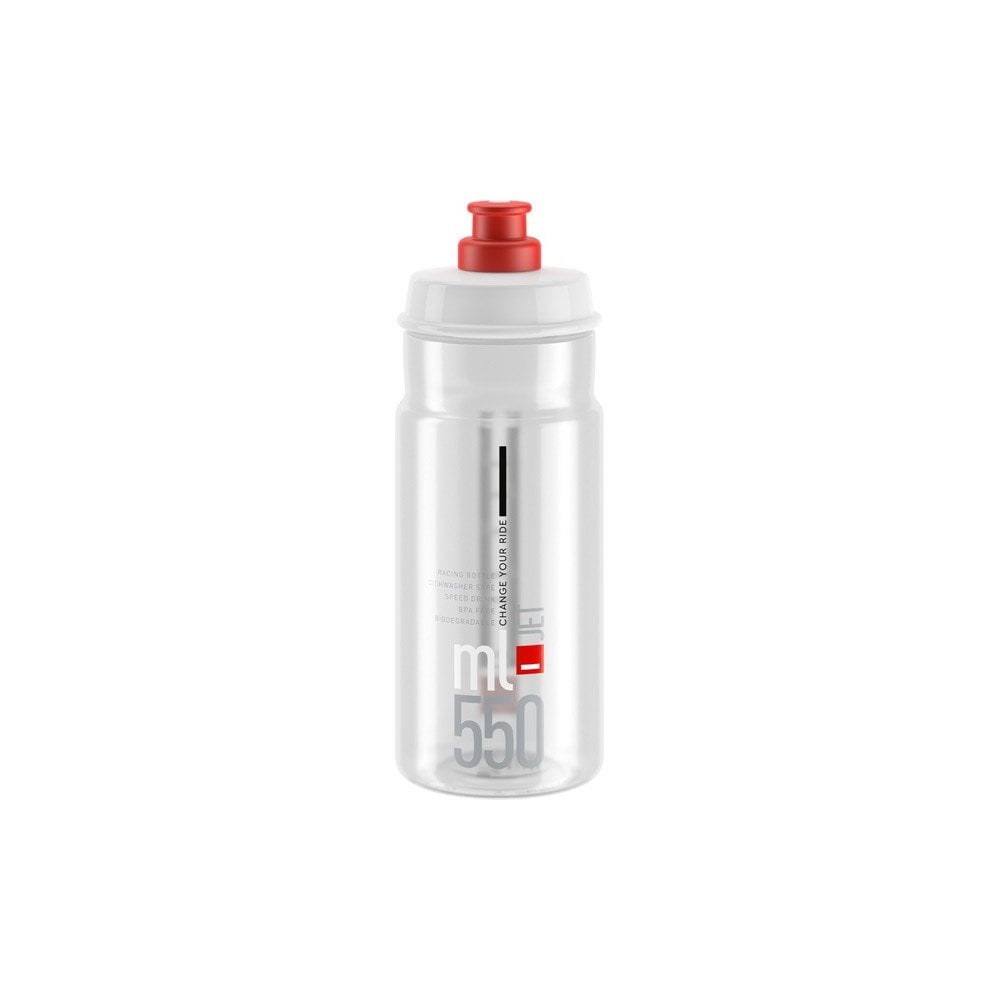 Elite Bottles Jet biodegradable cycling water bottle with high flow and safety valves, designed for eco-friendly hydration.