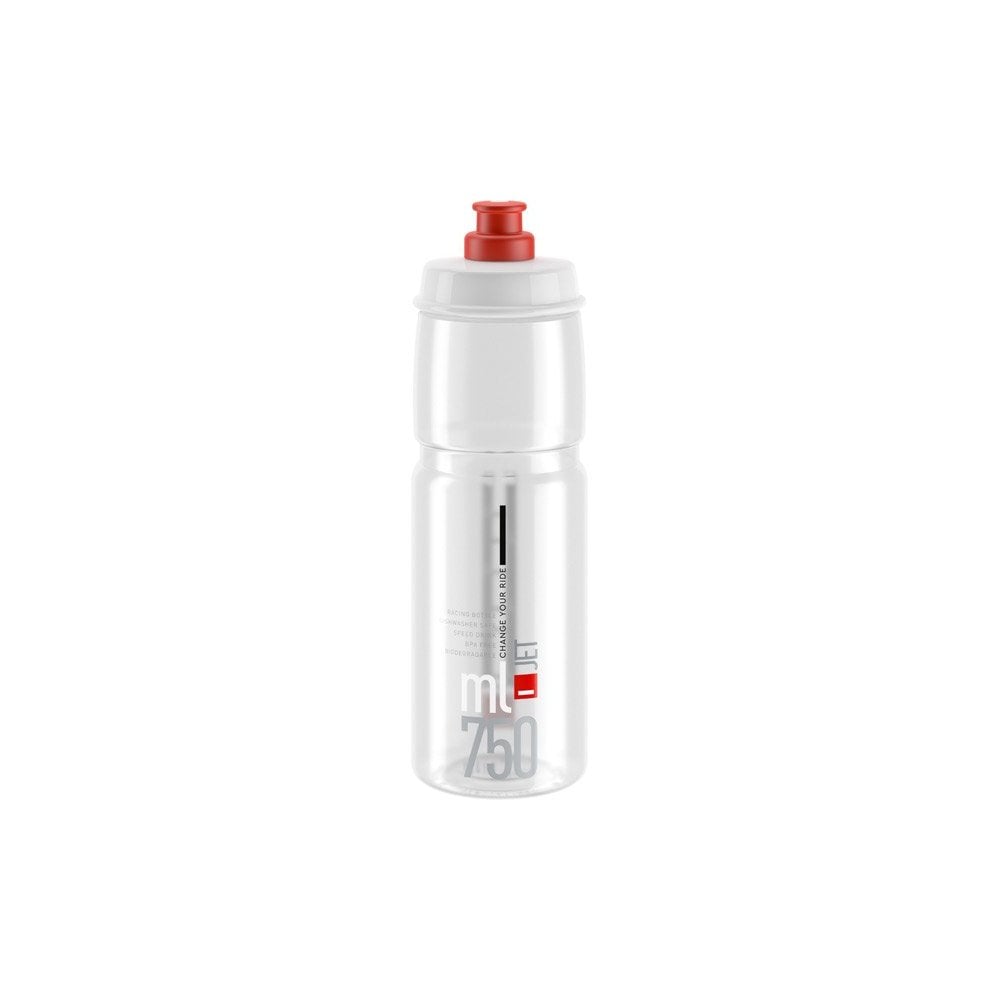 Elite Jet Biodegradable Cycling Water Bottle with high flow and safety valves, designed for eco-friendly hydration during rides.