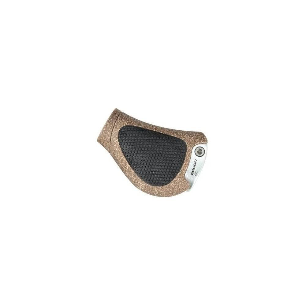 Ergon GC1 Biokork brown and black bike grips for Nexus and Rohloff backwards-swept handlebars, featuring ergonomic design.