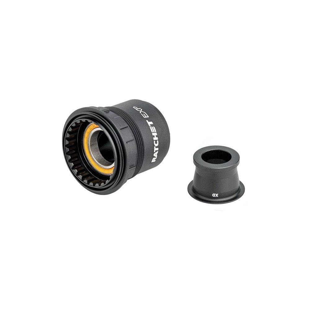 DT Swiss Ratchet EXP freehub conversion kit with SRAM XD compatibility and ceramic bearings for 12mm boost hubs.