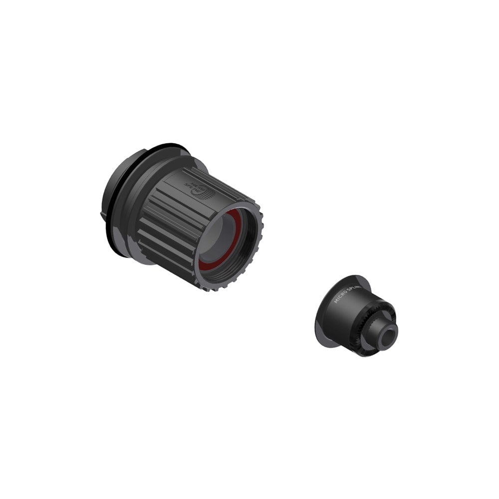 DT Swiss Micro Spline 12-Speed pawl freehub conversion kit for 135mm quick-release bikes, showing the components and threading.