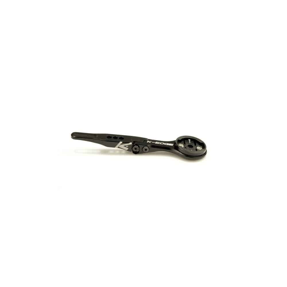 K-Edge Garmin integrated handlebar system mount in black anodized CNC machined aluminum, designed for bike components.