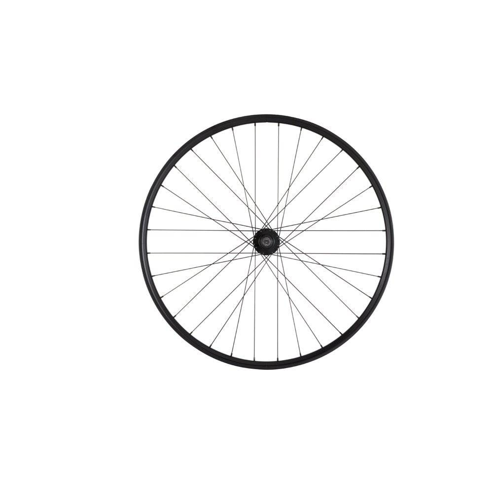Black M Part Wheels MTB front disc quick release wheel, 29 inch 700c size with 6-bolt mount, for mountain bike components.
