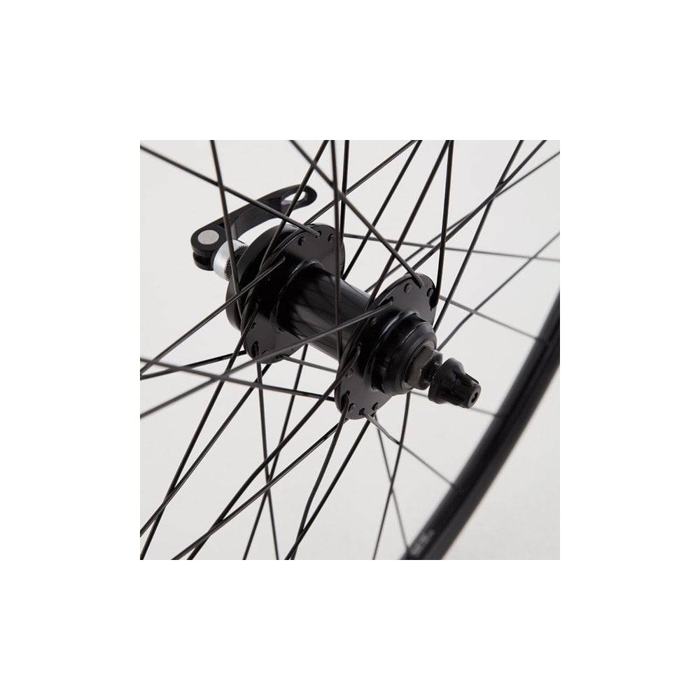 M Part Wheels MTB front disc quick release wheel, 29 inch 700c black with 6-bolt rotor mount, durable bike component.