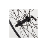 Black M Part Wheels hybrid front quick release 700c road bike wheel showing the rim and quick release skewer.
