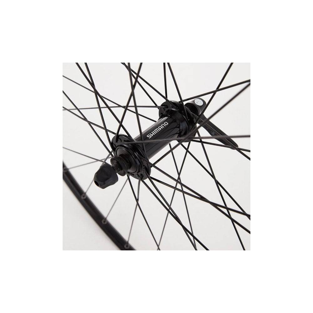 Black M Part Wheels road front wheel with Shimano RS400 hub and Mavic CXP Elite rim, 700c size, suitable for cycling components.