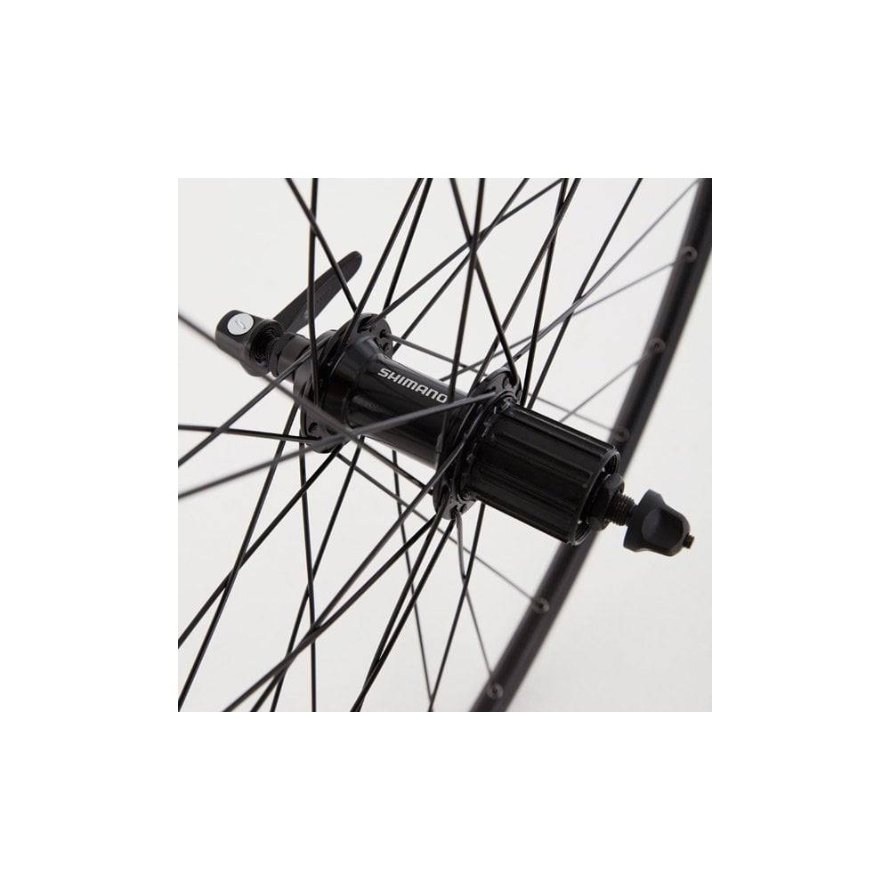 Black M Part Wheels road rear wheel with Shimano RS400 hub and Mavic CXP Elite rim, 700c size for cycling components.