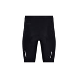 Madison Roam women's stretch cycling shorts with pockets and adjustable belt, shown in a close-up of the black fabric and waistband.