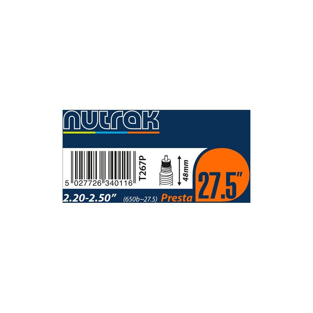Nutrak 26x4.0-4.3 inch Presta valve inner tube for fat bike tires, made of 1.3mm butyl rubber, shown in the image.