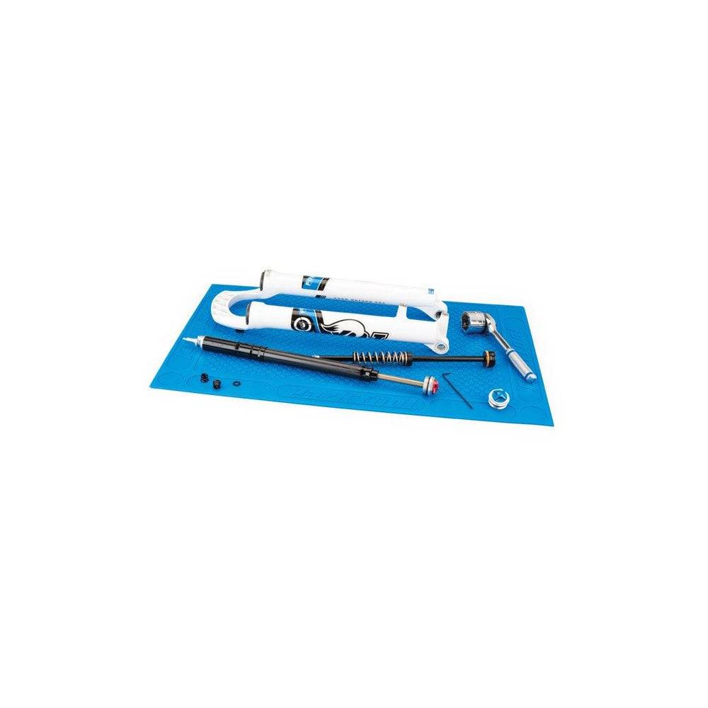 Park Tool OM-2 bike repair overhaul mat with textured non-slip surface for workshop bike maintenance and repairs.