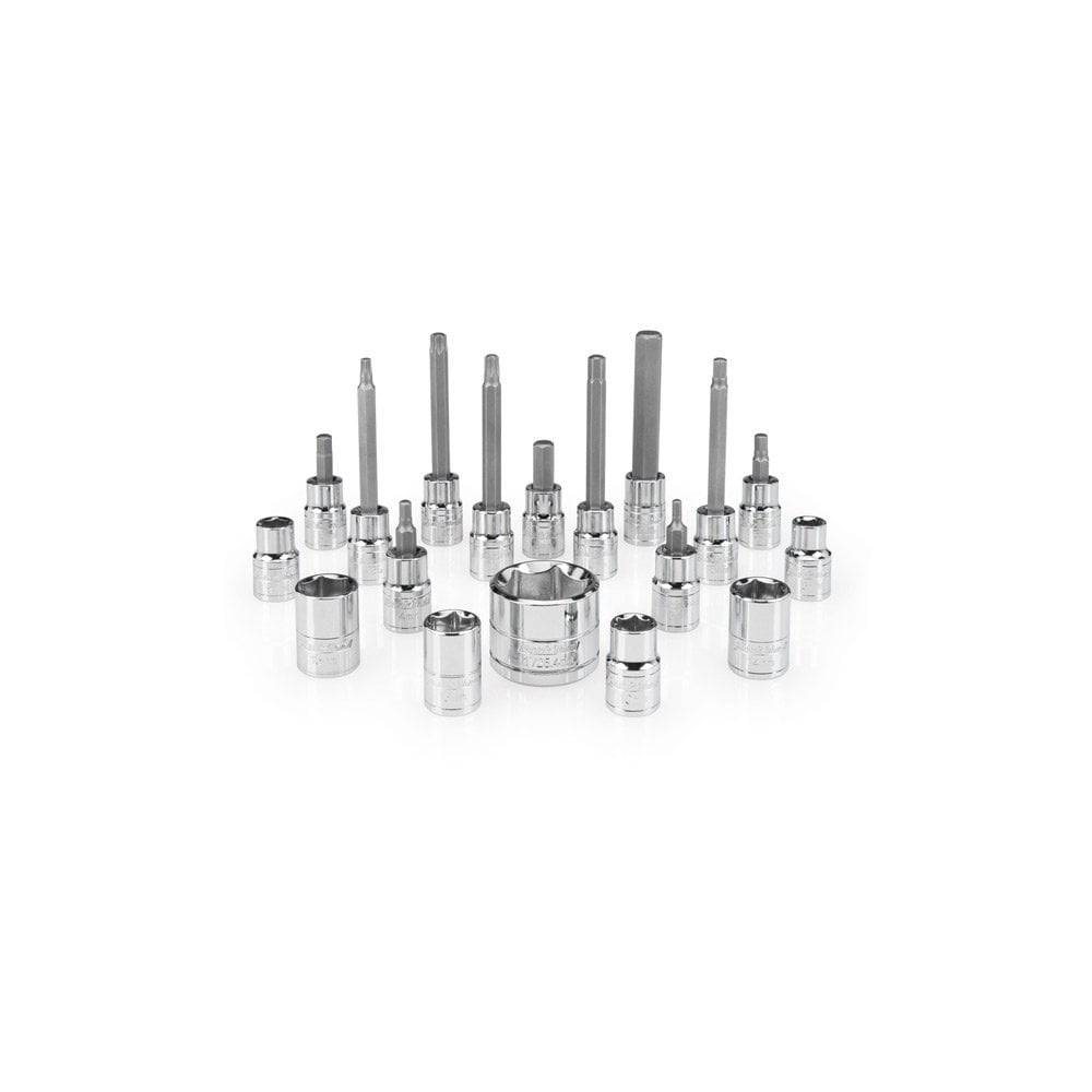 Park Tool SBS-1.2 socket and bit set for professional bike maintenance, featuring various tools arranged on a workshop surface.