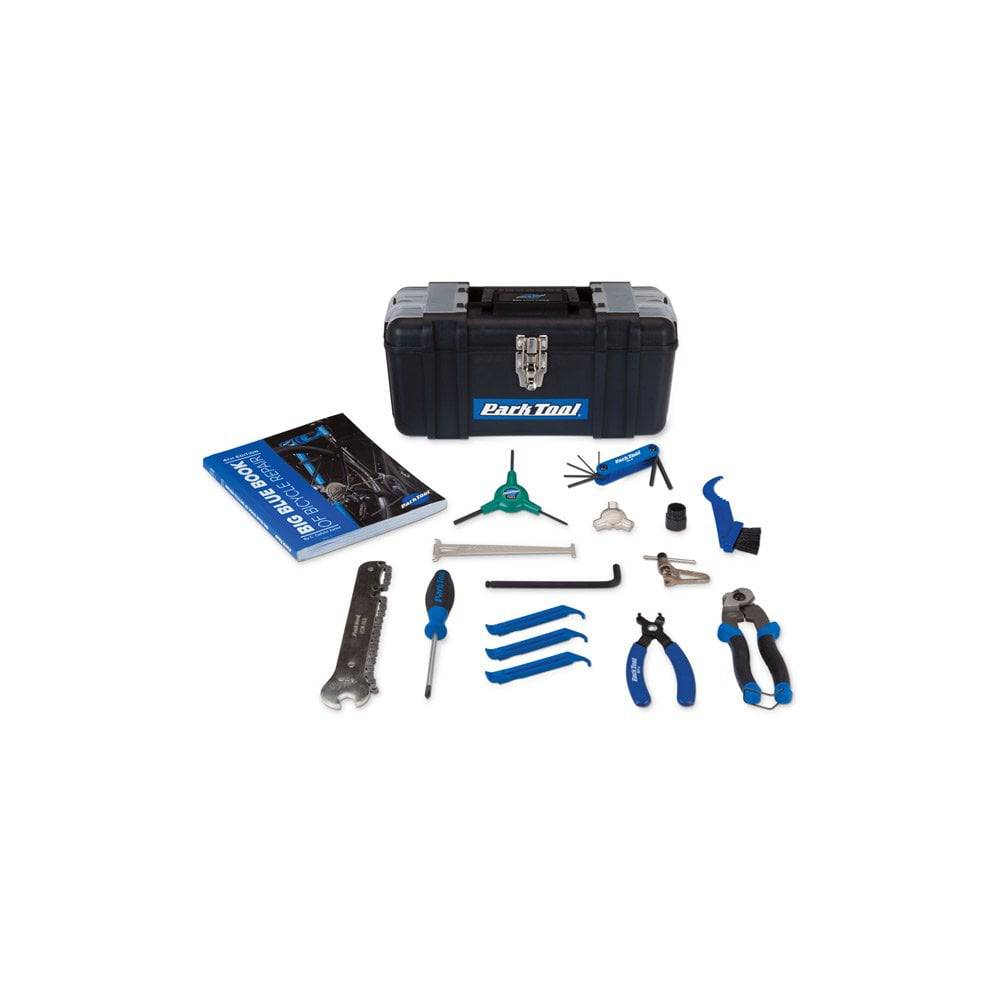 Park Tool SK-4 Home Mechanic Starter Kit with toolbox for basic bike repairs, includes essential tools for bike maintenance.