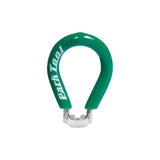 Park Tool SW-1 spoke wrench with a green vinyl handle, precision bike tool for adjusting 0.130-inch spokes in workshop settings.
