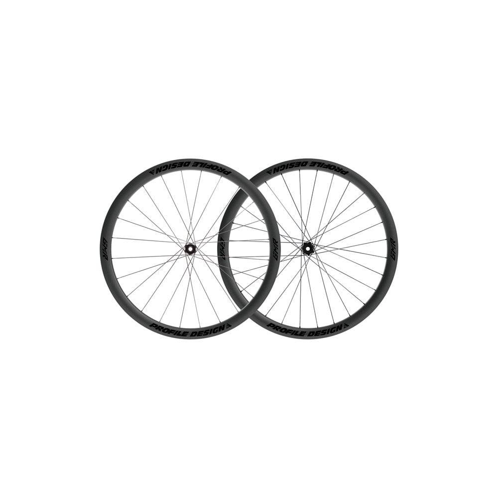 Profile Design GMR 38 Carbon Disc Brake TLR Road Wheelset with tubeless-ready rims and aerodynamic design for road cycling.
