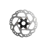 Shimano SM-RT70 Center Lock Rotor with Ice Tech for bicycle braking, showing the rotor's surface and center lock mounting system.