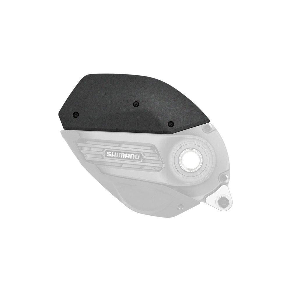 Shimano STEPS DC-EP800-B left drive unit cover for e-bike protection, showing black protective component with branding details.