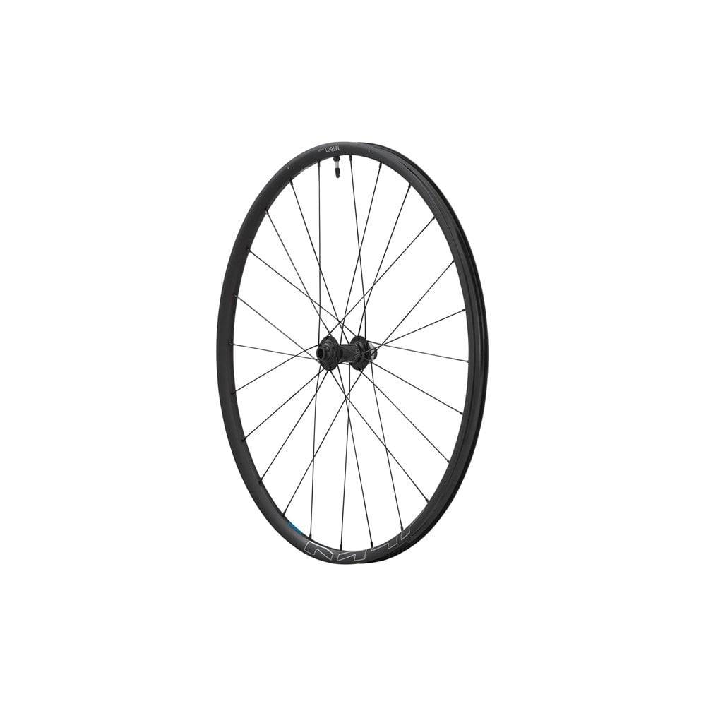 Shimano WH-MT601 29er front wheel with tubeless compatibility, black finish, 15x110mm axle, mountain bike components