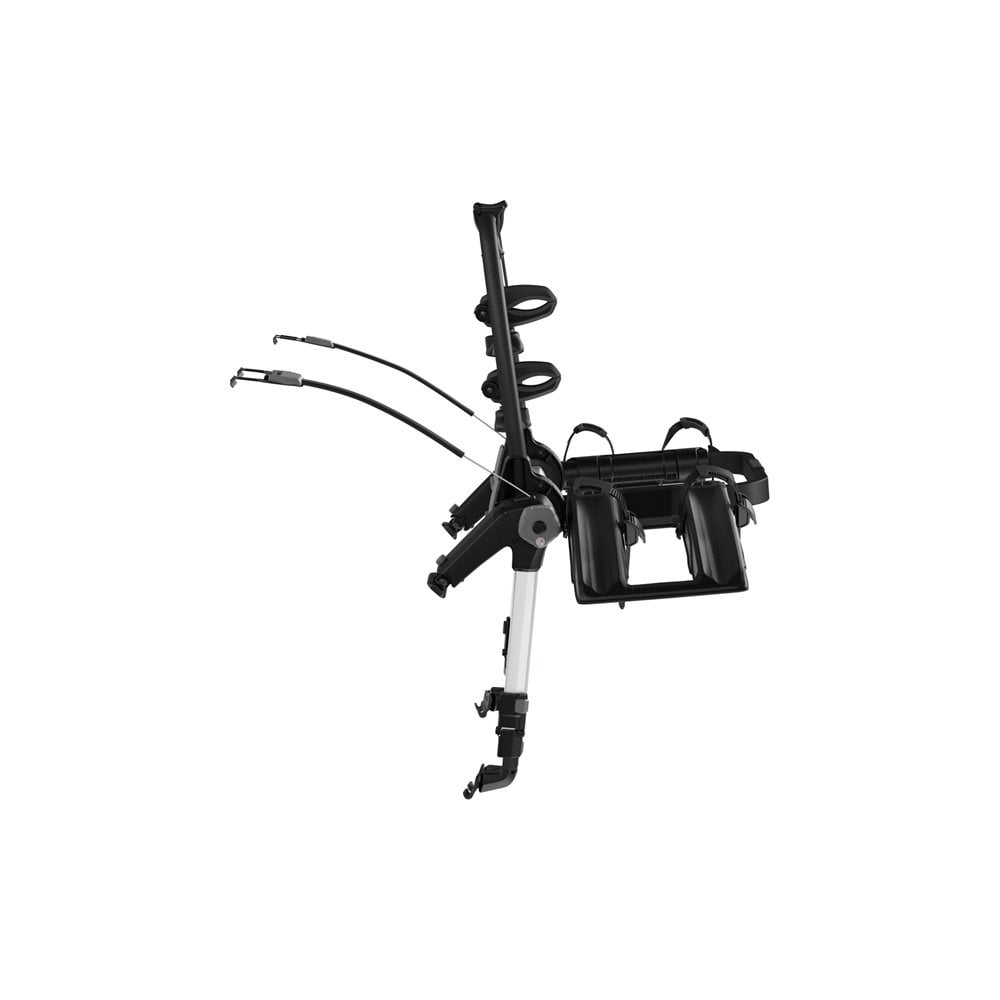 Thule OutWay rear-mount 2-bike rack with lockable cables, designed for secure transportation of bicycles on vehicles.