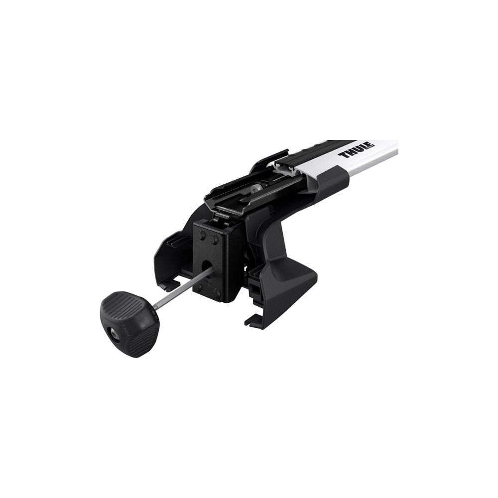 Thule 7205 Edge Bar Clamp Kit with Locking System for roof load carriers, showing metal clamps and locking mechanism.