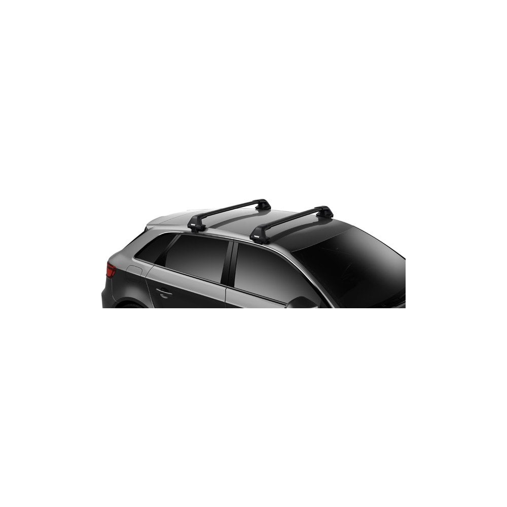 Thule 7205 Edge Bar Clamp Kit with Locking System for roof load carriers, showing clamps and locking mechanism on load bars.