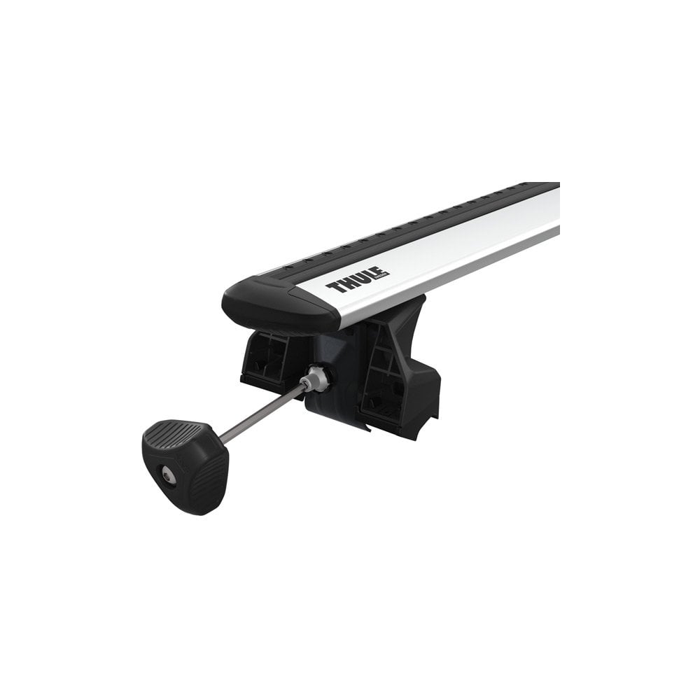 Thule 7106 Evo flush rail foot pack for low profile roof rails, set of four, with mounting hardware and sleek design.