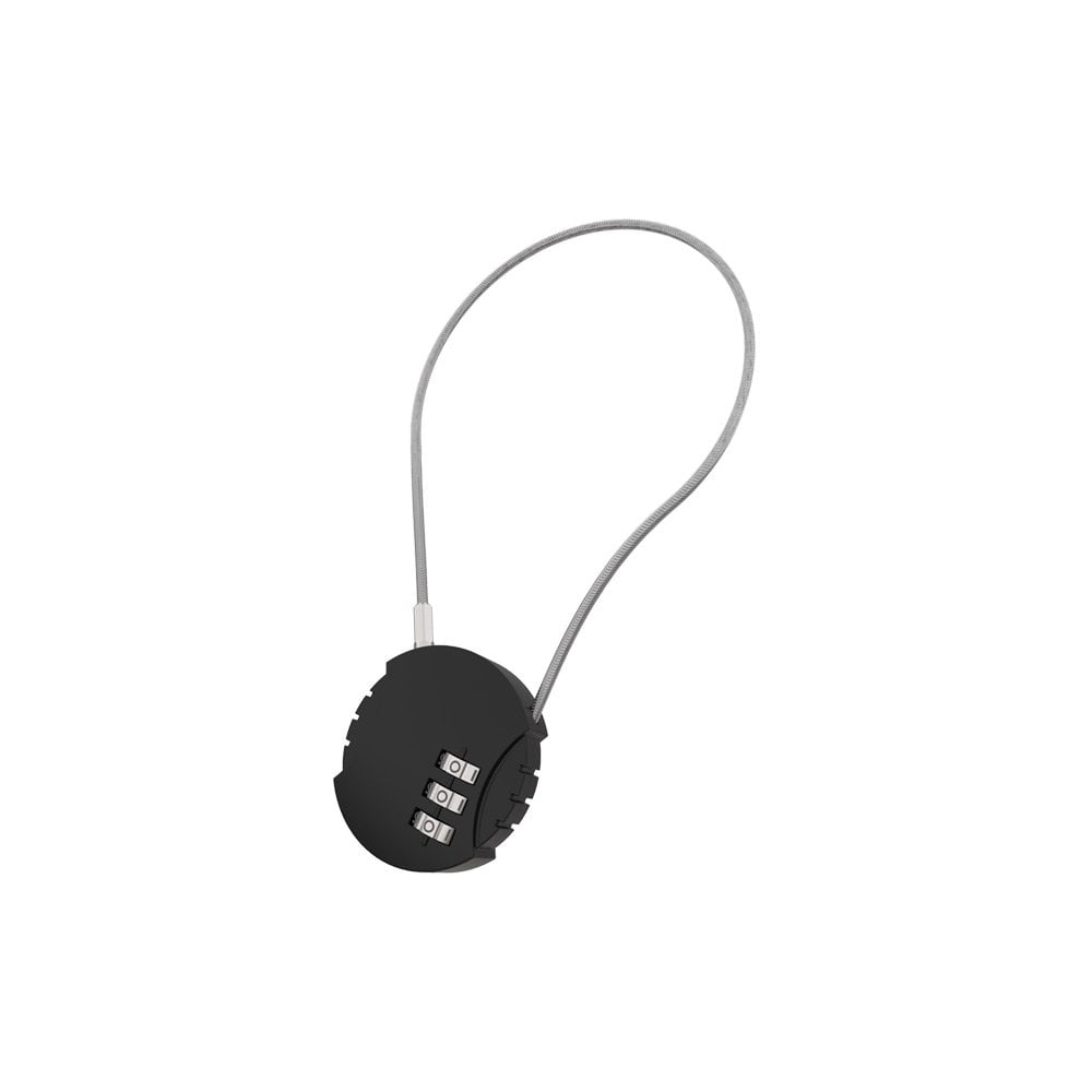 Urban Iki front seat wire lock with combination lock for child bike seat security, shown securing the seat.