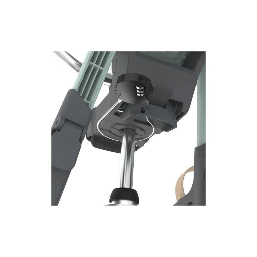 Urban Iki front seat wire lock with combination lock for securing child bike seats, showing the sturdy cable and locking mechanism.